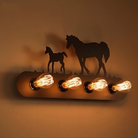 American Village Pastoral LOFT Style Bedroom Aisle Iron Retro Wild Horse Wall Lamps Free Shipping