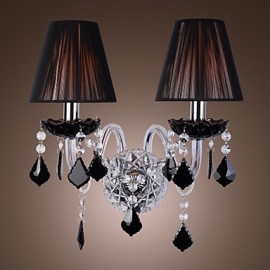 Crystal Wall Light with 2 Lights in Fabric Shade