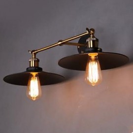 Rural Industrial Retro Wall Lamp Double Wall Lamp Black Umbrella