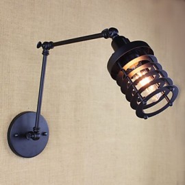 Style Bed Hotel Eestaurant Project Iron Arm Double Retro Vintage Black Belt Wall Lamp Switch