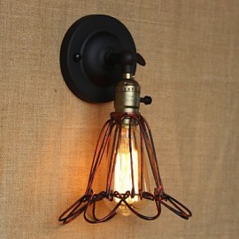 American Industrial-Style Fence Iron Net Red Bronze Decorative Wall Sconce