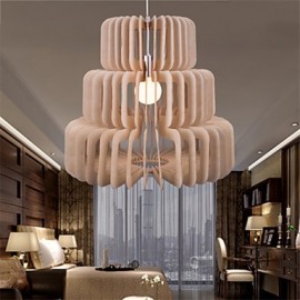 12W Vintage LED Three Layer Cake Wood Chandeliers Living Room / Bedroom / Dining Room / Study Room/Office / Hallway