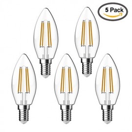 5 pcs E14 4W 4 COB 400 lm Warm White C35 edison Vintage LED Filament Bulbs AC 220-240 V