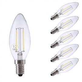 2W E14 LED Filament Bulbs B35 2 COB 250 lm Warm White / Cool White AC 220-240 V 6 pcs