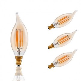 3.5W E12 LED Filament Bulbs CA10 COB 300 lm Amber Dimmable / Decorative AC 110-130 V 4 pcs