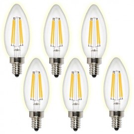 Good quality C35 4W E14 LED Filament Bulbs 4 COB 400 lm Warm White/ Cool White AC 220-240 V 6 pcs