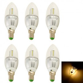 6PCS E14 3W 250lm 32 x SMD 3014 Warm White 3000K LED Candle Lamp - (AC 100-240V/110-130V/220-240V/85~265V)