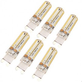 6PCS G9 6W 500lm 3000K/6000K 104-SMD3014 LED Dimmable Crystal Lamps-(AC220-240V)-Silicone