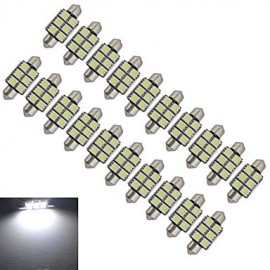 20pcs Festoon 36mm 1.5W 6x5050SMD 100-150LM 6000-6500K Cool White Light LED Car Light (DC 12V)