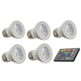 3W E26/E27 LED Spotlight 1 150 lm Remote-Controlled / Decorative AC 85-265 V 5 pcs