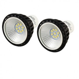 2PCS GU10 5W 450LM 6000K White 9-2835 SMD LED Spotlight - Black + White (AC 100~240V)