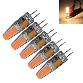 5pcs/lot G4 1.5W COB 190-210 LM Warm White / Cool White Decorative LED Candle Lights DC 12 / AC 12 V