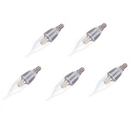 5pcs C35L 7W E14 35XSDM2835 Cool White Color Silver Shell Led Candle Light Screw Thread Led Bulbs Chandelier Lamps AC220-240V