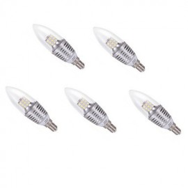 5pcs 7W E14 35XSDM2835 Cool White Color Silver Shell Led Candle Light Screw Thread Led Bulbs Chandelier Lamps AC220-240V