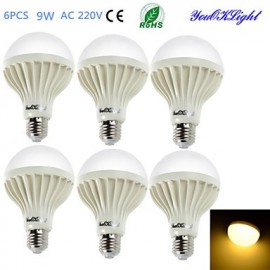 6PCS E27 9W 15*SMD5630 700LM 3000K Warm White Light LED Energy saving Globe Bulbs (AC 220V)