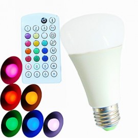 1 pcs E26/E27 9W Dimmable/ Music-Controlled/Remote-Controlled/Decorative RGB LED Globe Bulb AC 100-240 V