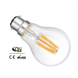 B22 6 W 6 COB 600 LM 2800-3200K K Warm White A Dimmable Globe Bulbs AC 220-240/AC 110-130 V