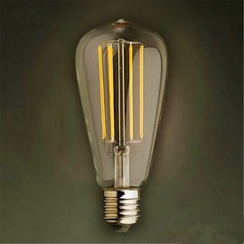 AC220-240V 4W E26/E27 LED Filament Bulbs ST64 4 SMD 2835 320 lm Warm White Decorative V 1 pcs