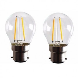 2PCS 2W B22 LED Filament Bulbs G45 2 COB 200 lm Warm White Dimmable AC 220-240 AC 110-130 V