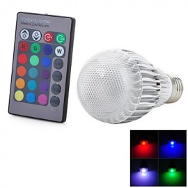 E27 7W 300lm RGB LED Globe Bulb w/IR Remote Control - (AC 85~265V)