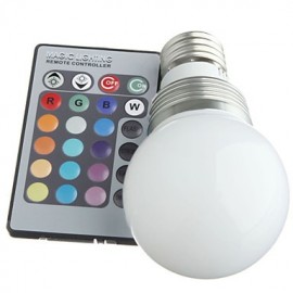 E27 3W RGB Led Bulb Light with Remote Controller (AC 100-220V) 400LM