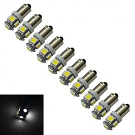 10pcs BA9S 1W 5X5050SMD 70-100LM 6000-6500K Cool White LED Car Light (DC 12V)