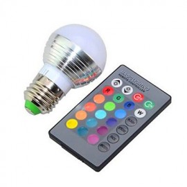 3W RGB E27 Bulb Lamp / Remote Control Colorful LED Bulb(AC 85-265V)