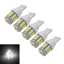 5pcs T10 3W 10X7020SMD 210LM 6000-6500K Cool White LED Car Light (DC 12V)