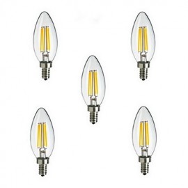 5pcs E14 4W 400LM Warm/Cool White 360 Degree Edison Filament Light LED Candle Bulb(85-265V)