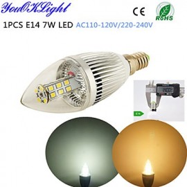 1PCS E14 7W 500lm 3500/6500K 28*SMD2835 Super brightness High quality LED Candle light AC110-120V/220-240V