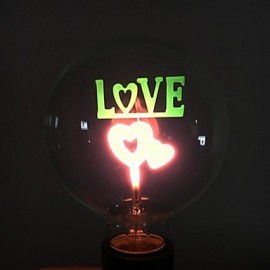 E27 3W "LOVE" Pattern Decorative NEON Globe Bulb Lamp Colorful Light 35lm (AC 220V)