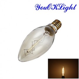 E14 25W 260LM 3000K Warm White Edison retro candle tungsten filament lamp(AC220V-240V)