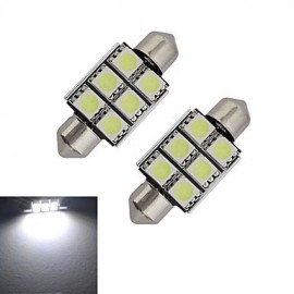 2pcs Festoon 36mm 1.5W 6x5050SMD 100-150LM 6000-6500K Cool White Light LED Car Light (DC 12V)