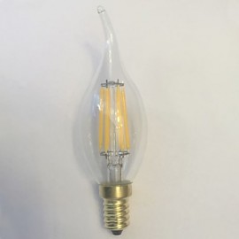 1 pcs E14 5W / 6W 6 COB 600 lm Warm White C35 edison Vintage LED Filament Bulbs AC 220-240 V