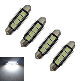 4pcs Festoon 42mm 1.5W 4x5050SMD 80-90LM 6000-6500K Cool White Light LED Car Light (DC 12V)