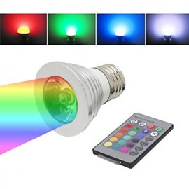 E27 3W 1-LED Multi-Colored RGB Light Bulb w/ Remote Control (AC 85~265V)