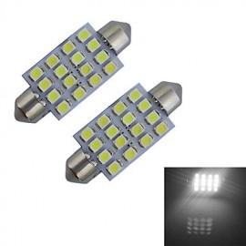 2pcs Festoon 41mm 1.5W 16x3528SMD 80-100LM 6000-6500K Cool White Light Reading Lamp LED Car Light (DC 12V)