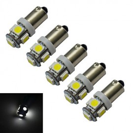 5pcs BA9S 1W 5X5050SMD 70-100LM 6000-6500K Cool White LED Car Light (DC 12V)