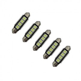 5pcs Festoon 42mm 1.5W 4x5050SMD 80-90LM 6000-6500K Cool White Light LED Car Light (DC 12V)