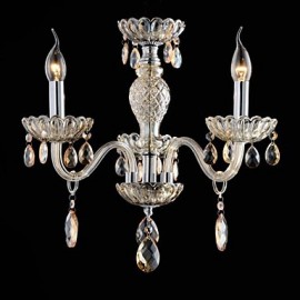 3-Light The style of palace Glass Chandelier With Candle Bulb