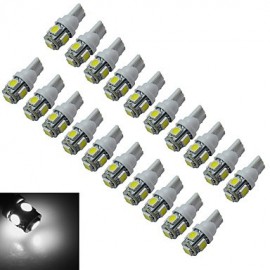 20pcs T10 1W 5X5050SMD 70-90LM 6000-6500K Cool White LED Car Light (DC 12V)