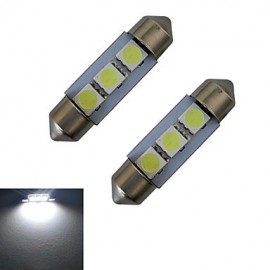 2pcs Festoon 36mm 1W 3x5050SMD 60LM 6000-6500K Cool White Reading Light LED Car Light (DC 12V)