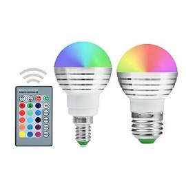 2 Pcs E27/E26/E14 RGB Lamp Led Bulbs 5W Colorful RGB Bulb 85-265V Chandeliers Led Light + IR Remote Controller