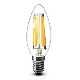 1 pcs SML E14 / E12 4 / 6 W 6 COB 600 LM Warm White / Cool White C35 Dimmable Candle Bulbs AC 220-240 / AC 110-130 V