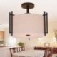 Rustic / Lodge Metal Drum Pendant Light with Fabric Shade for Living Room Dining Room Bedroom