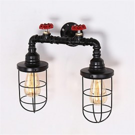 Vintage Industrial Pipe Wall Lights Black Creative Lights Restaurant Cafe Bar Decoration lighting With 2 Light Painted Finish