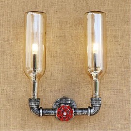 AC 220V-240V 6W E27 BGB010 Retro Industrial Wind Switch Led Water Bottle Wall Lamp Wall Light Amber