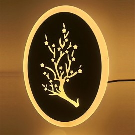 18W SMD LED Plum Carved Acrylic Scrub LED Wall Light Round Shaped Bedside Lamp Corridor Lights Warm White AC220V