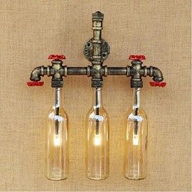 AC 220V-240V 9W E27 BGB013 Retro Industrial Wind Switch Led Water Bottle Wall Lamp Wall Light Amber