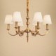 6 Light Retro,Rustic,Luxury Brass Pendant Lamp Chandelier with Fabric Shade